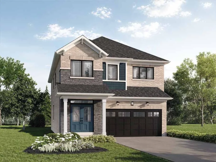 Elevation rendering of the Regal model, a 34' detached homes at Wellwood