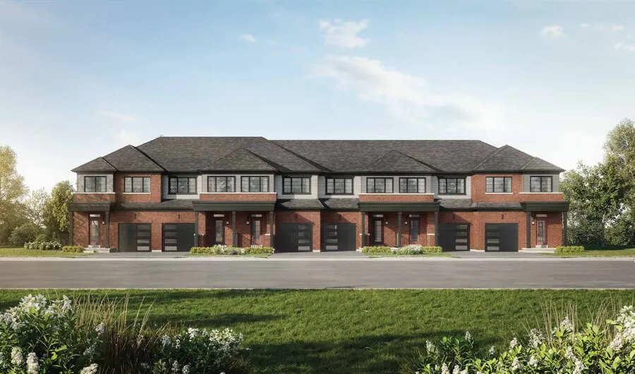 Elevation rendering of the Marigold End model, a 20' townhomes at Wellwood