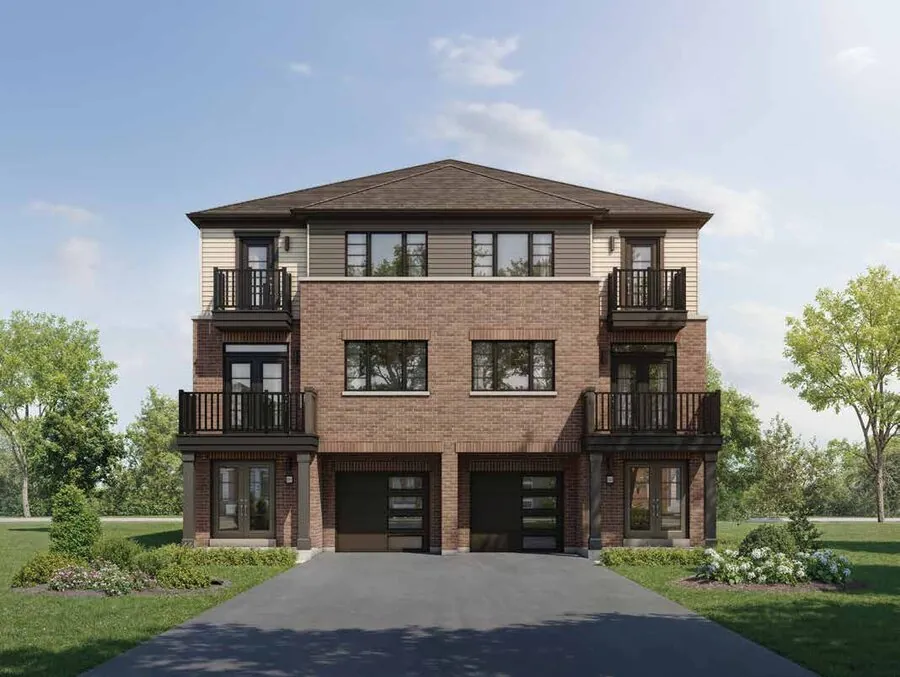 Elevation rendering of the Seabreeze End model, a village towns at Wellwood
